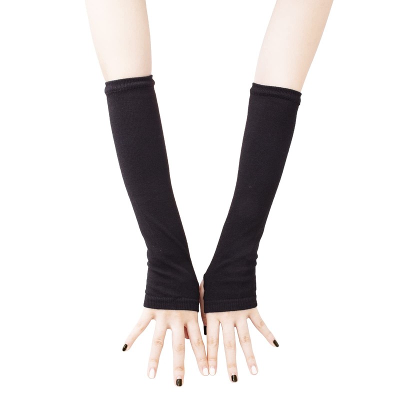 JISEN Women Punk Winter Arm Warmer Knitted Stretchy Soft Fingerless