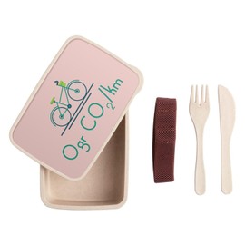 Fabulous Lunch Box Lunchbox mit Besteck, Rosa – 0 g CO2/km Fahrrad Grün Ökologie Umwelt Planet – 700 ml