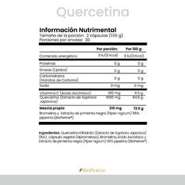 CellX | Quercetina 1,000 mg por Porción con Vitamina C, Bromelina y BioPerine® | 60 Cápsulas Veganas | 30 Porciones | Suplemento Alimenticio para Adul