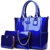 XingChen 3-PC Patent Women Handbag+Crossbody Bag+Card Bag Shiny Faux Leather
