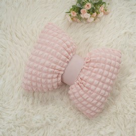 Holotioee Cute Bow Pillow,Lace and Lace Bow Pillow,Car Backrest Cushion,Sofa Office Lumbar Pillow Cushion,Room Decor (Pink-3)