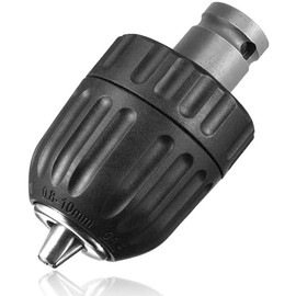 Mesee 0.8-10mm Keyless Drill Chuck Adapter Mount 3/8-24UNF Quick Release Impact Chuck Conversion Tool with 1/2 Inch Socket Square Female Adapter for Air Impact Wrench