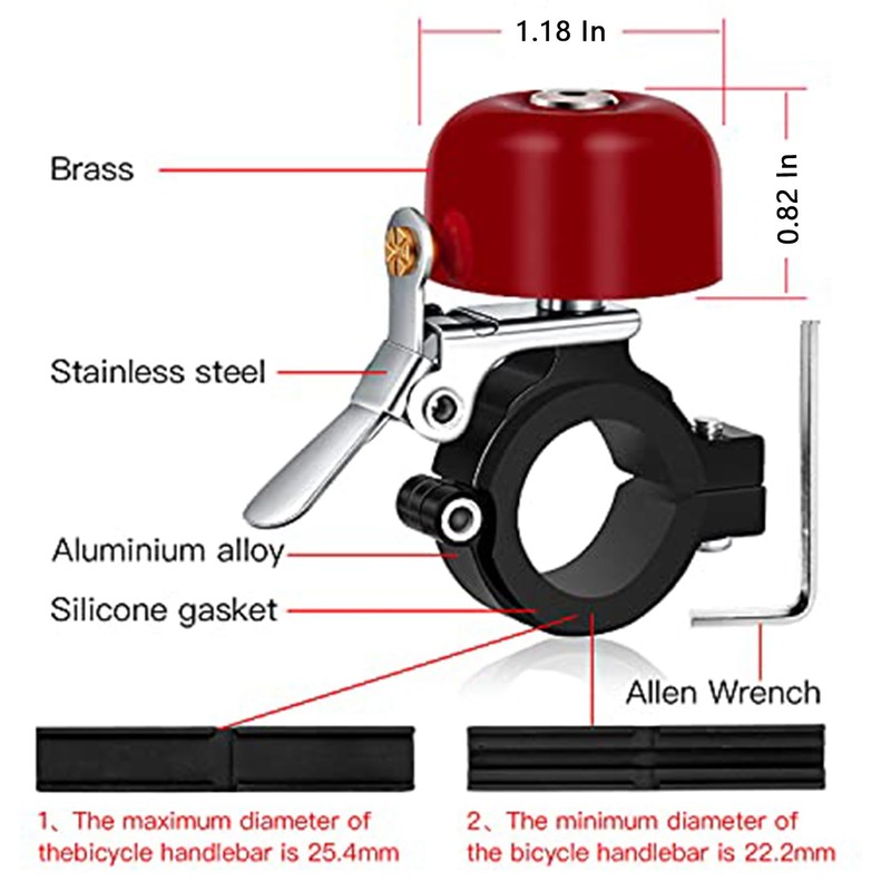 Greallthy Bike Bell,Classic Brass Bicycle Ring Bell Horn Nice Loud