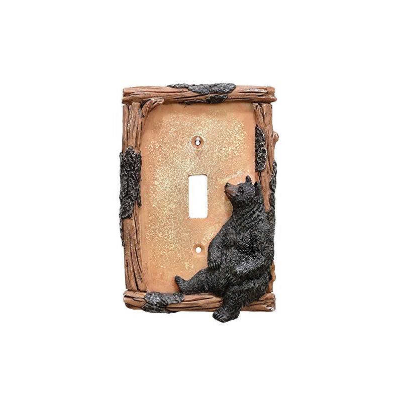 BLACK FOREST DECOR Black Bear & Twig Single Switch Plate,