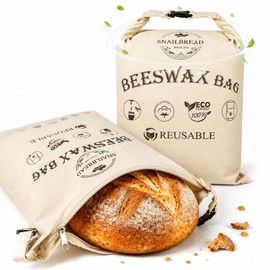 XL Reusable Beeswax Bread Bags with Zipper, 2 Pack for Keeping Loaves Fresh