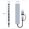 De Usb Hub 8 En 1 Azul Claro, 4 Puertos