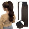 S-noilite Ponytail Extension Clip in Human Hair Wrap Around Ponytail