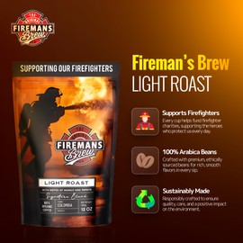 Firemans Brew Light Roast Coffee – Bold & Robust Ground Coffee – 100% Arabica Beans, Rich, Full-Bodied Flavor – Freshly Roasted Gourmet Coffee – Low Acid, Small Batch Coffee – Supports Firefighter Causes
