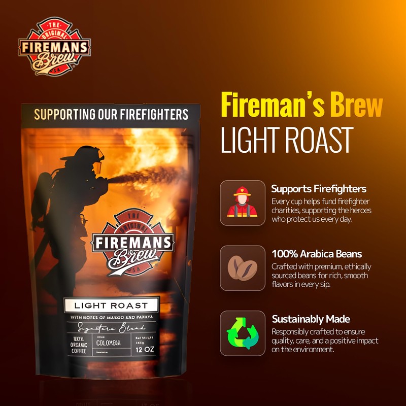 Firemans Brew Light Roast Coffee – Bold & Robust Ground