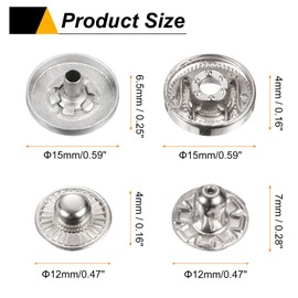 HARFINGTON 30 Set Press-Stud Cap Button 15mm Metal Snap Fastener Alloy Sew-on Snap Buttons for Coats Bags Leathers Marine Boat Canvas, Matte Sand