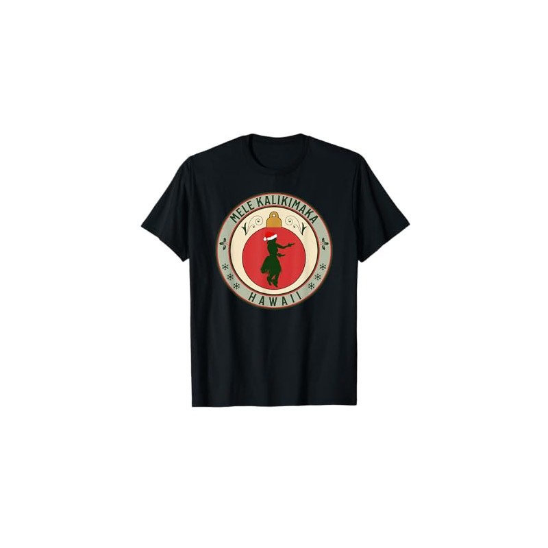 Hula Dancer Mele Kalikimaka Hawaiian Christmas Aloha T-Shirt, black