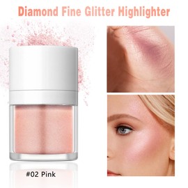 Body Highlighter Glitter Powder, Fairy Face Makeup Patting Powder, Natural Brightening Contour Powder with Mushroom Sponge, Shiny Shine Face Body Hair (B)
