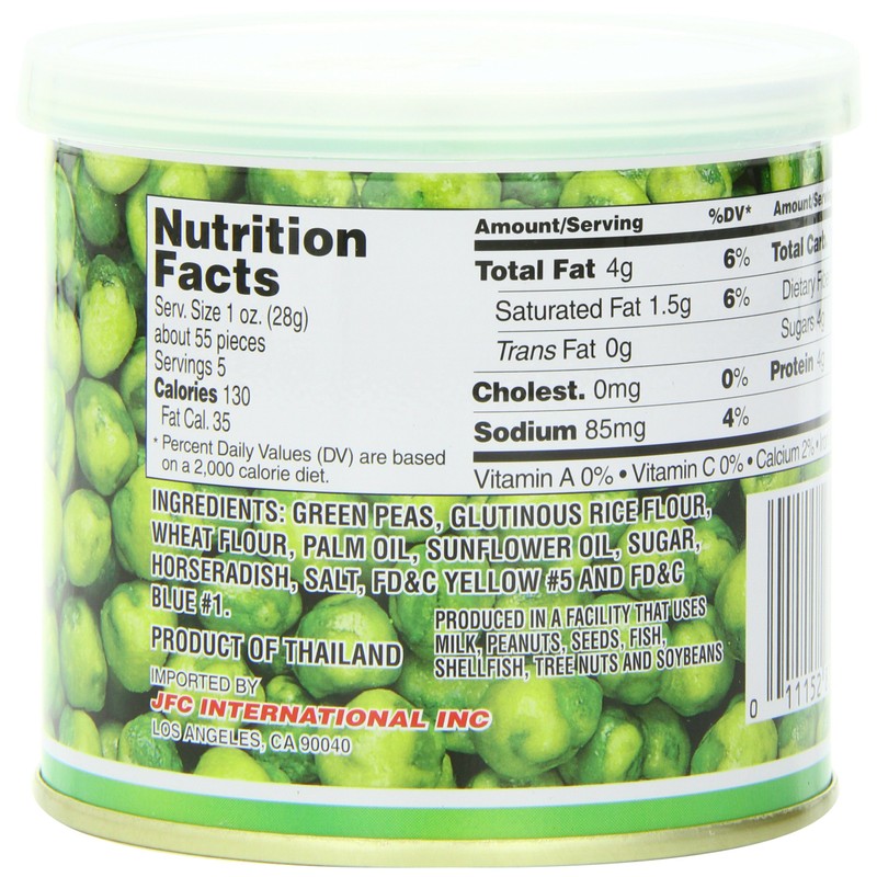 Hapi Hot Wasabi Peas, 4.9-Ounce Tins (Pack of 8)