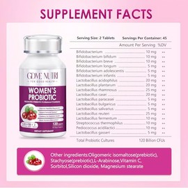 Women's Probiotics, 120 Tablets 120 Billion CFU 18 Strains, Contains Organic Prebiotic Cranberry, Probiotic Supplement for Digestion, Immunity, Women'
