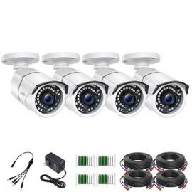 ZOSI 4 Pack 2MP 1080p HD-TVI Home Security Camera Outdoor Indoor 1920TVL,36PCS LEDs,120ft Night Vision, 105°View Angle, Weatherproof Surveillance CCTV Bullet Camera