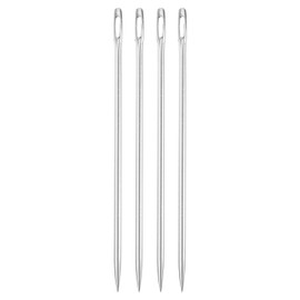 uxcell 1 Set Large Eye Needle, 3.94" 2.3mm Steel Embroidery Thread Needle Sewing Big Eye Needle Knitting Needles for Hand Sewing Art Crafts, Silver