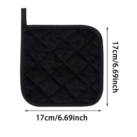 ONLYKXY 2pcs Cotton Heat Resistant Pads Basic Square Pot Holder 17cm/6.69inch Multipurpose Quilted Liner Little Trivet Cloth Potholders for Hot Cold Kitchen Baking Cooking Oven (Black)