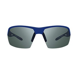Revo Sunglasses Jett: Polarized Lens Filters UV, Semi-Rimless Rectangle Wrap Frame, Matte Navy Frame with Graphite Lens