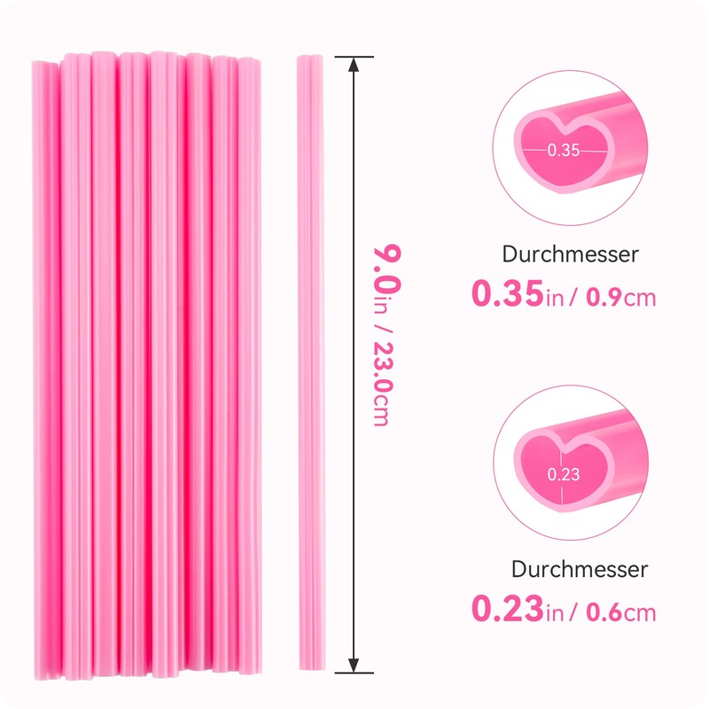 Prurex 50 Pack Pink Heart Shaped Straws (10mm Love-Themed) –