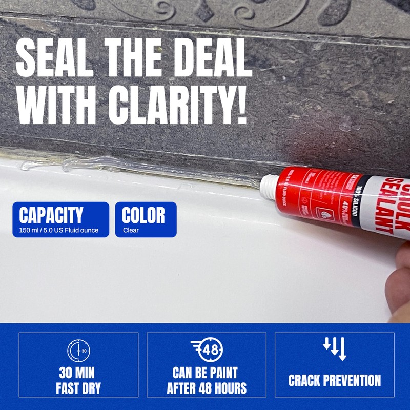 GH1200 18 ML x 8 PCs Silicone Caulk Clear Silicone