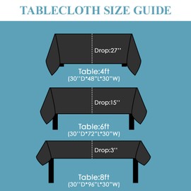 Vidafete 10 Pack 60*102inch Rectangle Tablecloth Polyester Table Cloth，Stain Resistant and Wrinkle Polyester Dining Table Cover for Kitchen Dinning Party Wedding Rectangular Tabletop Decoration(Black)