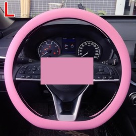 Xuerebs Car Steering Wheel Cover，for Steering Wheel with Diameter of 13"-16"（32-40cm）, Car Accessory for Diverse Cars Universal Leather Texture Silicone (Pink)