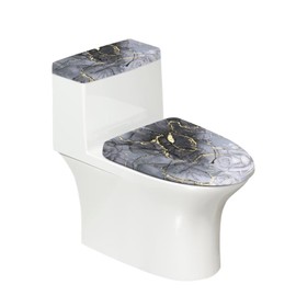 Vanideaoty Gray Marble Toilet Cover Set 2 Pack Toilet Seat and Tank Lid Cover Replacement Universal with Elastic Bottom Easy to Clean Bathroom Home Indoor Decoration