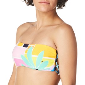 Trina Turk Bandeau Hipster Bikini Parte Superior para Mujer, Naranja/Mosaico Amanecer, 12