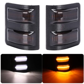 OGATOO Smoked Mirror Lights, Amber/White Running Turn Signal Side Indicator Marker Towing Lens Compatible with 2008-2016 Ford F250 F350 F450 F550 Super Duty Factory Towing Mirror Models ONLY(2 Pcs)