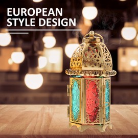 minkissy 2Pcs Gold Lantern Ramadan Lantern - Gold Eid Mubarak Christmas Lantern Square Home Table Candlestick Muslim Ramadan Decorations for Home Ramadan Lantern Decor