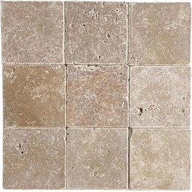 Squarefeet Depot 4x4 Noce Travertine Natural Stone Tile, 1 Piece, Tumbled