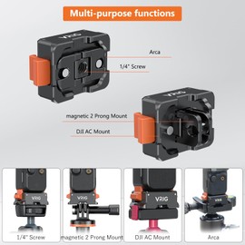 VRIG Adapter Base for DJI Osmo Pocket3,PULUZ Dock Desktop Base Aluminum Alloy Bracket for DJI Osmo Pocket3 Accessories, 1/4 Screw Hole for Tripod, Handle or Selfie Stick