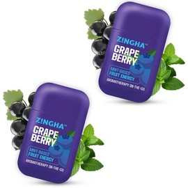 Z!NGHA AROMA THERAPY ON THE GO DUAL INHALER Therapeutic Healthcare Healthy Wellness aromatherapy inhaler essential oil blend:_2pk Grape Barry