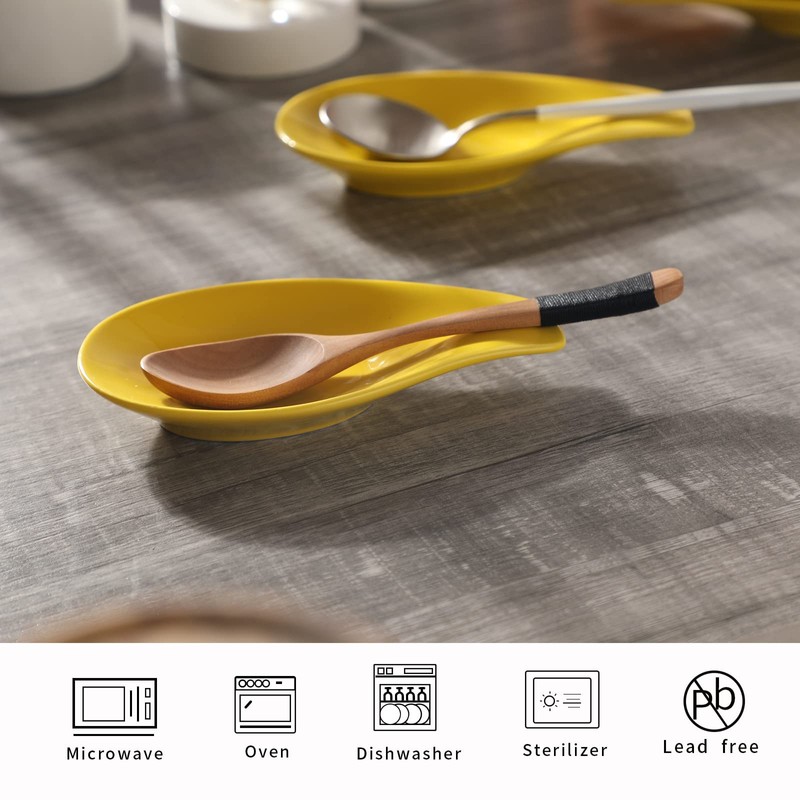 ONTUBE Ceramic Spoon Rests for Buffet Set of 4, Porcelain