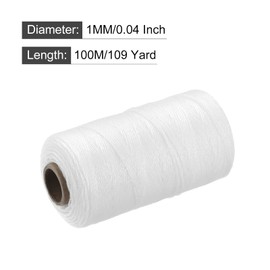 MECCANIXITY Twisted Mason Line Nylon Twine String Cord White 100M/109 Yard 1MM Dia for Netting, Landscaping, Home Improvement, DIY Projects, Crafting, Masonry, Gardening