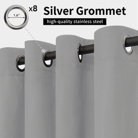 Easy-Going Outdoor Curtains Waterproof Windproof Weatherproof Curtain for Patio, Cabana, Porch, Pergola and Gazebo, Grommet Top and Tab Bottom Drape, 1panel, 54x84 inch, Light Grey