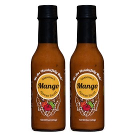 Grandma's Mango Pepper Sauce, NON GMO, Vegan, Gluten Free, Low Sodium MEDIUM Heat Hot Sauce with Incredible Flavor and Kick of Heat 5oz Woman Owned, Black Owned, Veteran Owned,2 Pack