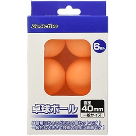Be Active Table Tennis Balls for Practice - 6-Pack Orange 40mm Solid Color Ping Pong Balls BA-6370