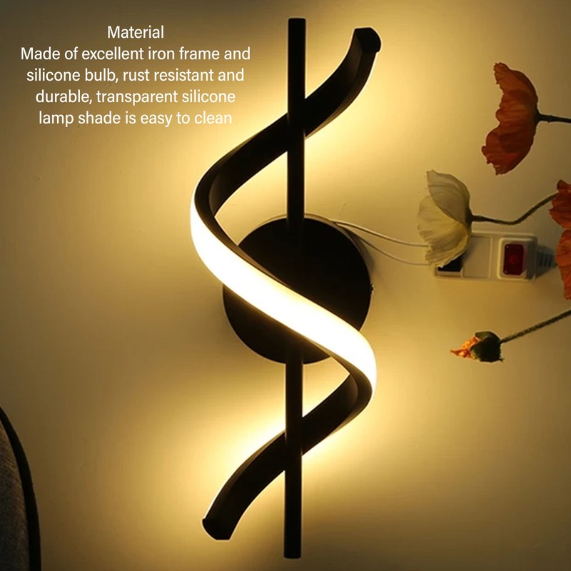 LED Wall Sconce Lighting 18W 3000K Warm White Modern Spiral