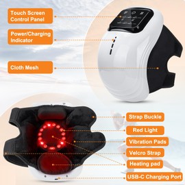 bailinghai Portable Knee Massager with Heat, Red Light, Enhanced Light, Massage,Cordless Knee Massager for Relax Tight Muscles and Helps Minor Joint Stiffness and Discomfort