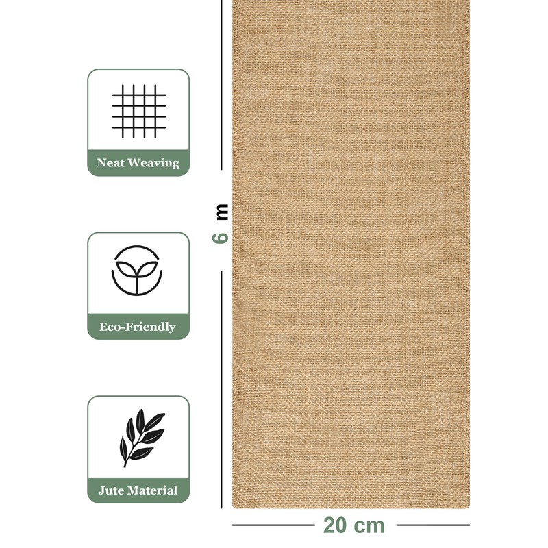 HEETA Jute Table Runner, 20 cm x 6 m, Natural