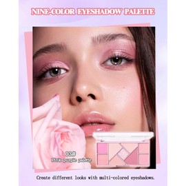 9 Colors Eyeshadow Makeup Palette, Green Purple Matte & Glitter Shimmer Metal Eye Shadow Powder, Highly Pigmented Long Lasting Waterproof Diamond Glistening Makeup Set, Beauty Gift for Women Girl- 03#