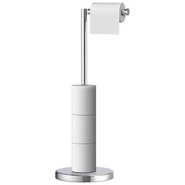 Toilet Paper Holder Stand, Freestanding Tissue Roll Holder for Bathroom, Rustproof Toilet Paper Stand Storage for 4 Rolls, 304 Stainless Steel and Anti-Slip Weighted Base, Chrome