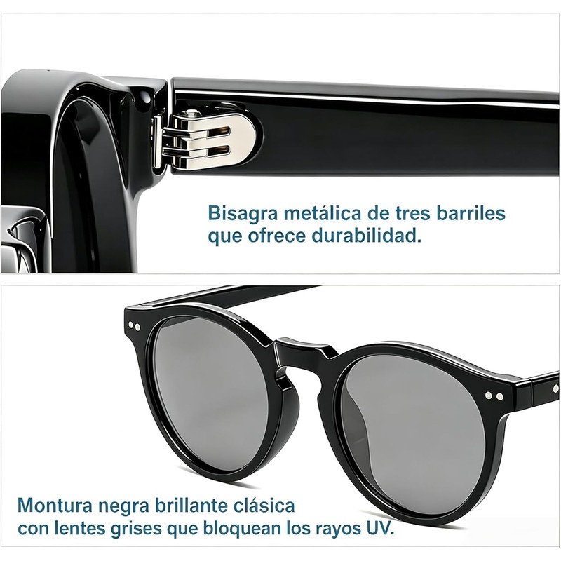 3 Piezas Gafas Luz Azul UV400 Cuadradas Retro Incluye Negro