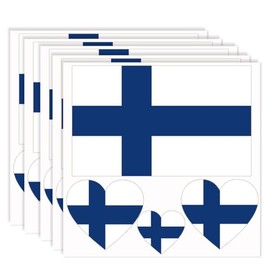 20 PCS Finland Flag Temporary Tattoo,Finns Banner Rectangle Heart Tattoos Decoration Decal, Waterproof Sticker for Party Parade Sport Carnival Classroom