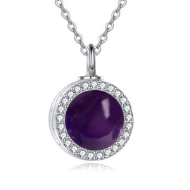 ONEFINITY Amethyst Urn Necklaces for Ashes Sterling Silver Amethyst Cremation Jewelry for Ashes Memory Jewelry for Women