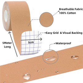 ANAMPION Kinesiology Tape (3 Rolls, 5 cm x 5 m) Kinesiology Tape Waterproof Kinesio Tape and Sports Tape for Sports for Muscles Shin Splints Ankle Knee Shoulder (Skin Colour)