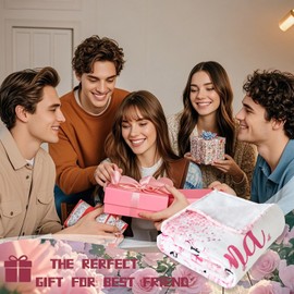 Manta de franela súper suave de 60 x 50 pulgadas, manta de amistad para cumpleaños, graduación, Navidad, San Valentín, aniversarios, sofá, silla de oficina, cama, almuerzo