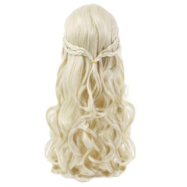 Long Curly Wigs, 70 cm Women's Wig Curly Wavy Natural Wave Wigs, for Carnival Theme Party and Daily Use (White Gold)
