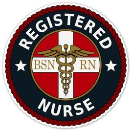 BSN NP Registered Nurse RN Caduceus Emblem Seal Vinyl Decal Bumper Sticker 5" X 5" ( inches )